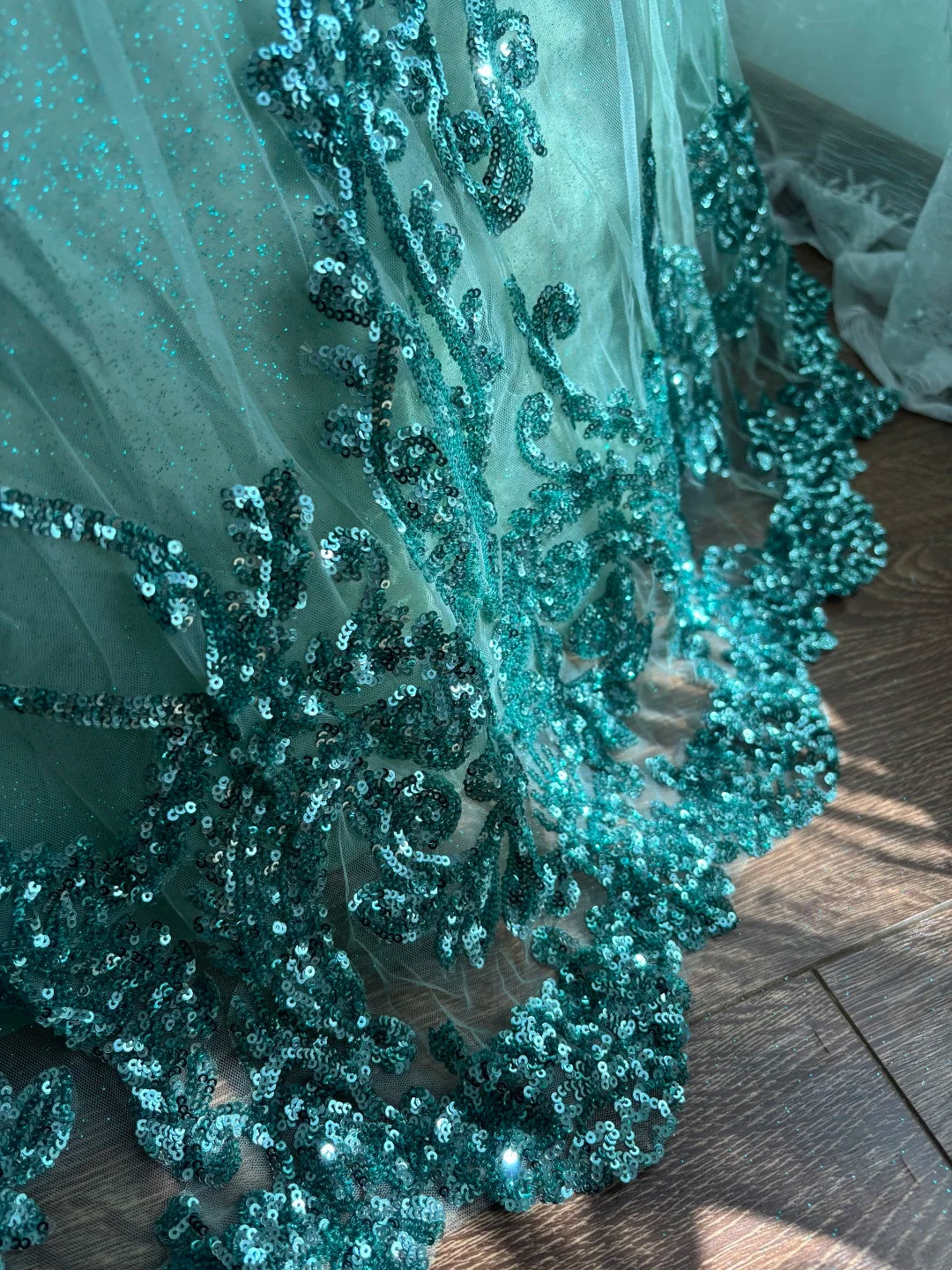 Luxurious Sage Green Off Shoulder Sweetheart Heavy Beaded Sequin Ball Gown Long Prom Dress AD1416