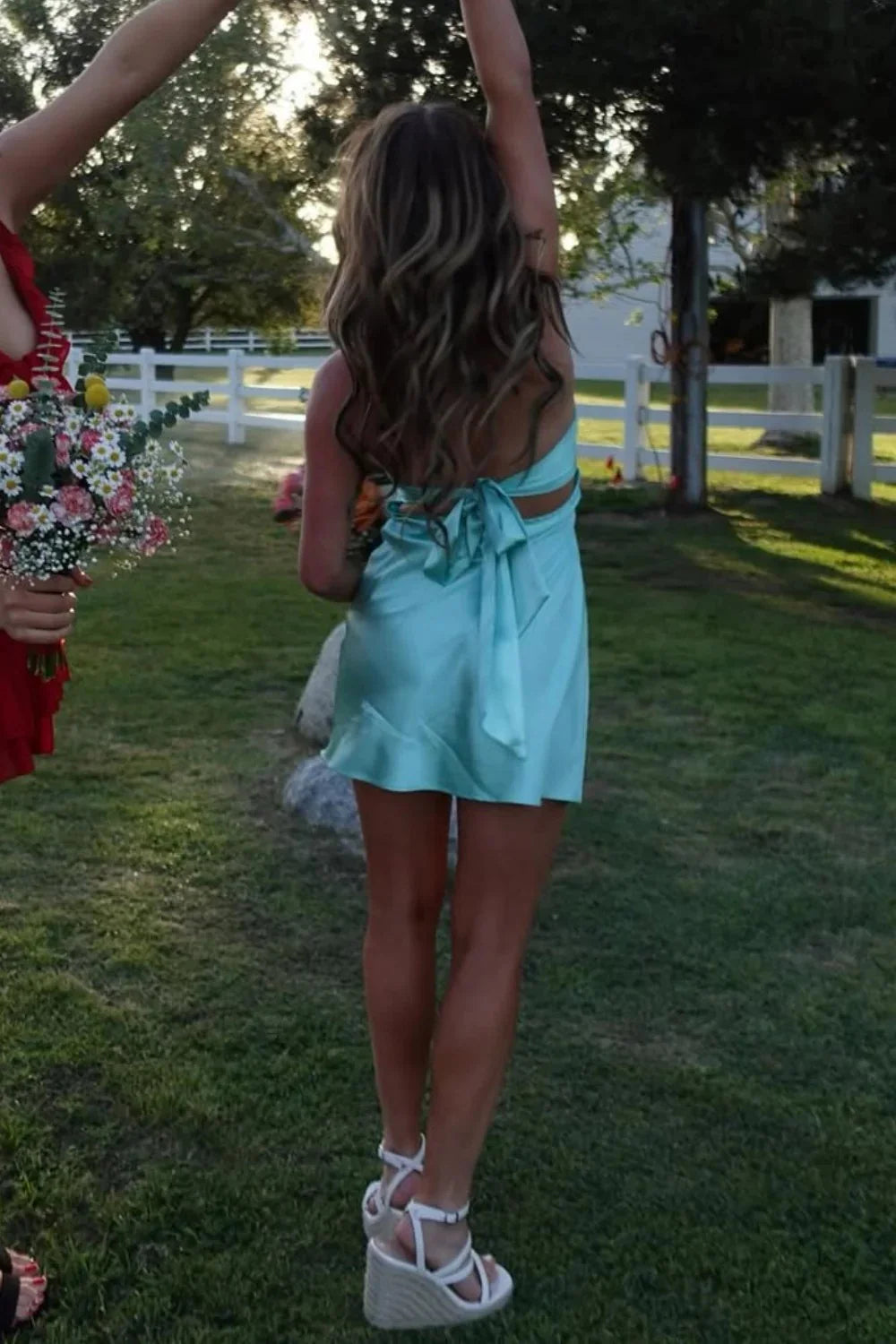 Chic Mint Green Satin Bodycon Short Homecoming Dress With Twist Front AS145