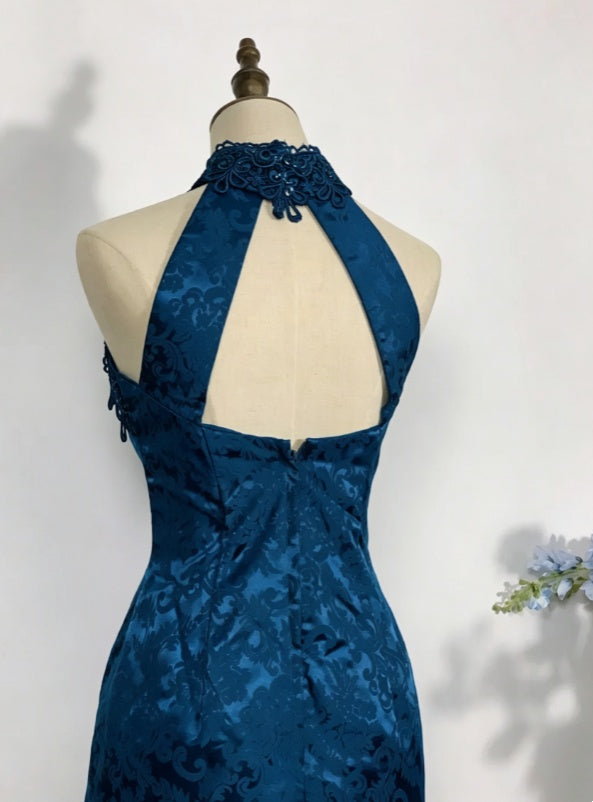Vintage Royal Blue Strapless Sweetheart Lace Trim Jacquard Bodycon Short Homecoming Dress AS1476