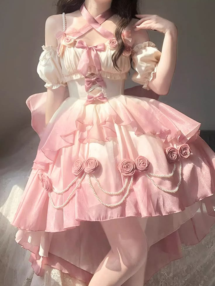 Romantic Cream Blush Crisscross Halter Strap 3D Rose Bow Pearl Chain A Line Short Homecoming Dress AS1545