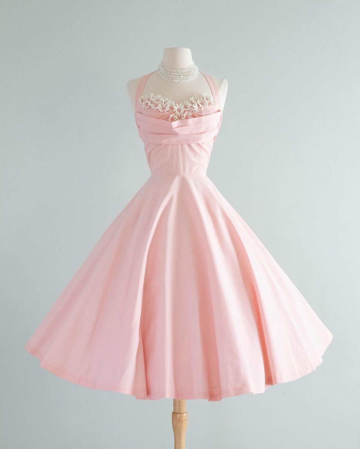 Sweet Pink Halter Floral Bust Draped Bodice A Line Midi Homecoming Dress AS1590