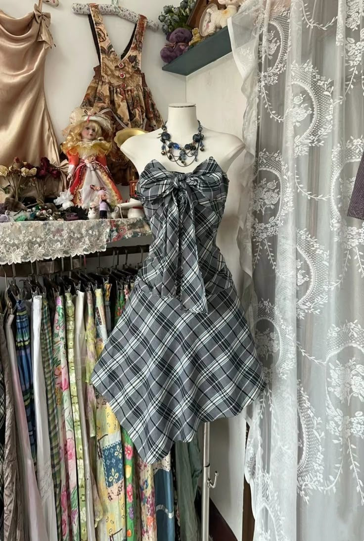 Edgy Grey Plaid Strapless Oversized Front Bow A Line Short Homecoming Dress AS1626