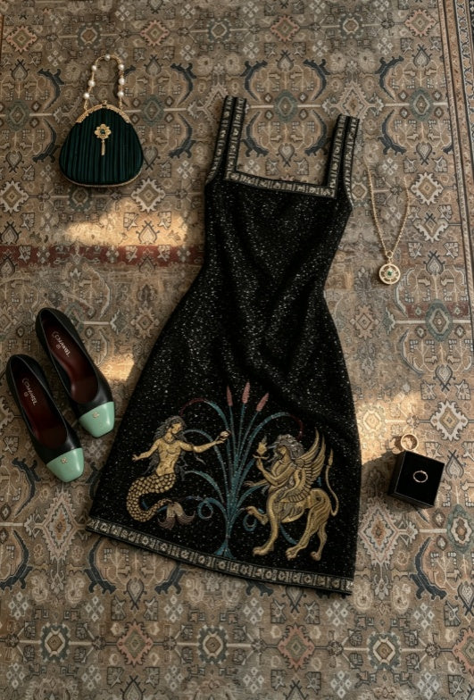 Luxurious Black Glitter Square Neck Straps Embroidery Bodycon Short Homecoming Dress AS1643