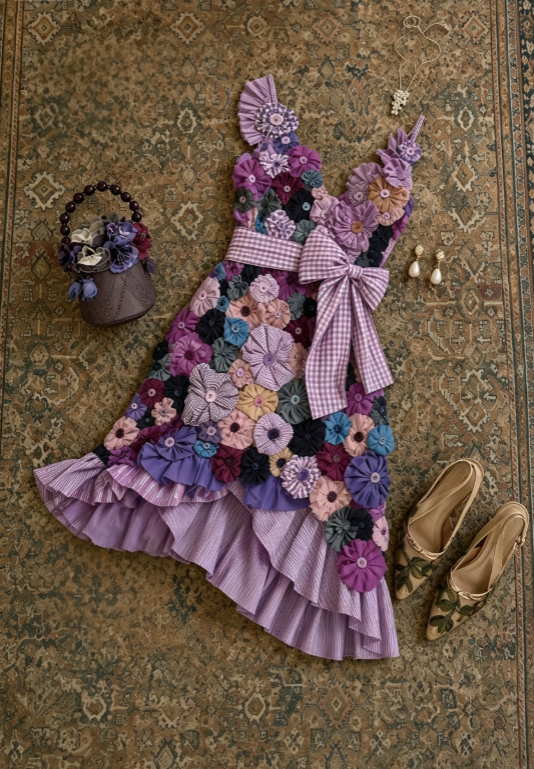 Romantic Purple V Neck Straps 3D Multicolor Floral Appliques Plaid Bow Waist Ruffle Hem Short Bodycon Homecoming Dress AS1659