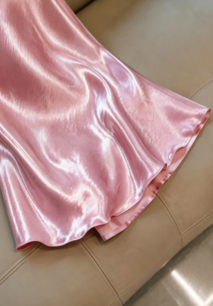 Luxurious Pink Off Shoulder Satin Sheath Short Homecoming Dress AS1677