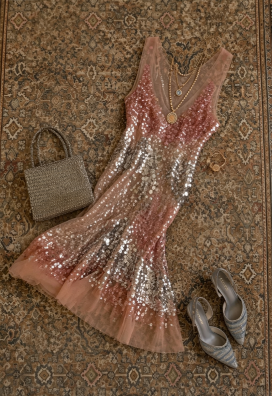 Glam Pink Silver Sequin Sleeveless V-Neck Tulle Sheath Short Homecoming Dress AS1704