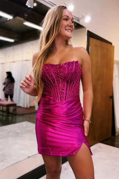Sparkly Satin Bodycon Mini With Off The Shoulder Neckline Homecoming Dress AS190