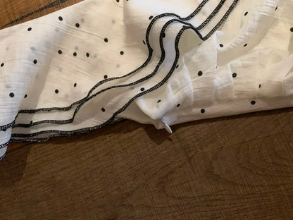 Chic White One‑Shoulder Ruffled Trim Tiny Bow Black Polka Dot A Line Bubble Short Homecoming Dress AS1976