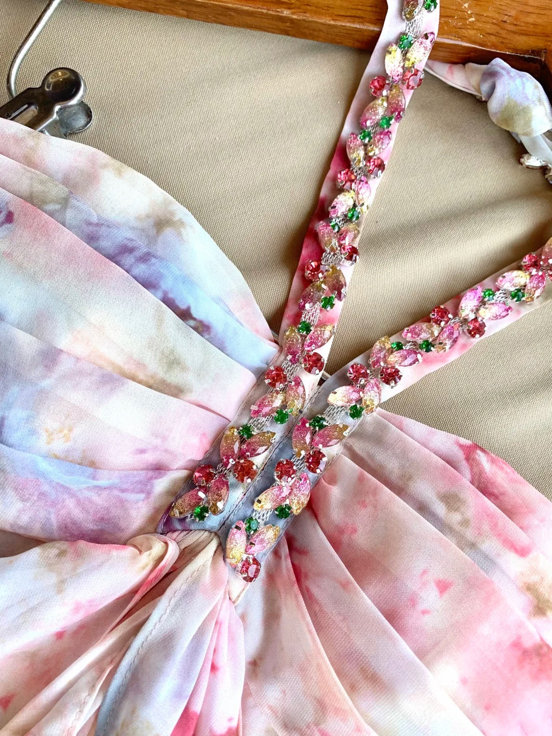 Gorgeous Pastel Watercolor Beaded Halter Beaded Sheath Short Homecoming Dress AS1988