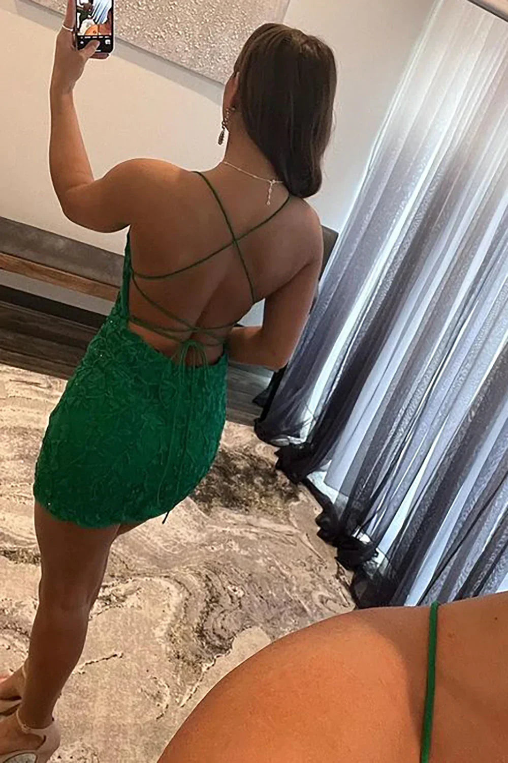 Lace Detail Bodycon Homecoming Dress With Corset-Style Back AS221