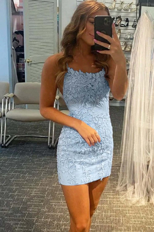 Lace Detail Bodycon Homecoming Dress With Corset-Style Back AS221