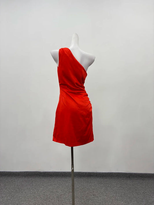 Eye‑Catching Red One‑Shoulder Side Ruched Bodycon Short Homecoming Dress AS2292