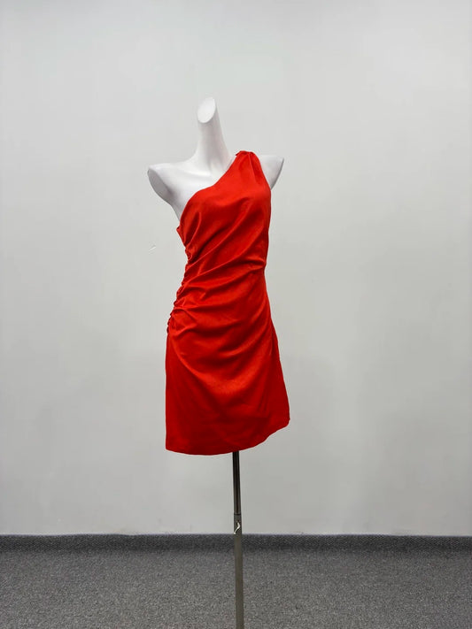 Eye‑Catching Red One‑Shoulder Side Ruched Bodycon Short Homecoming Dress AS2292