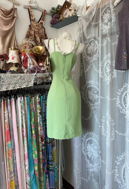 Clean Lime Green Spaghetti Straps Sheath Short Homecoming Dress AS2363