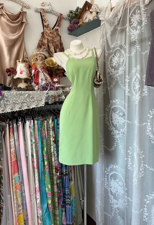 Clean Lime Green Spaghetti Straps Sheath Short Homecoming Dress AS2363