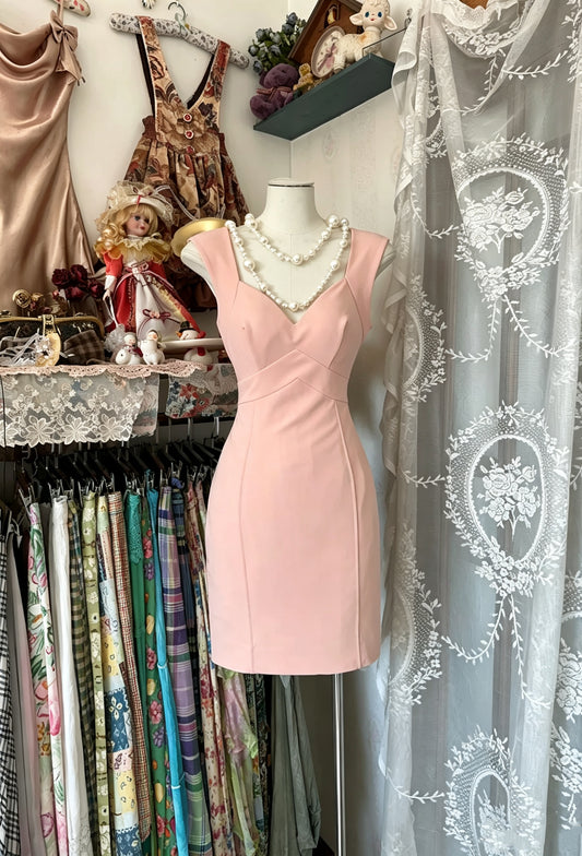 Chic Blush Pink Sleeveless V‑Neck Bodycon Short Homecoming Dress AS2461