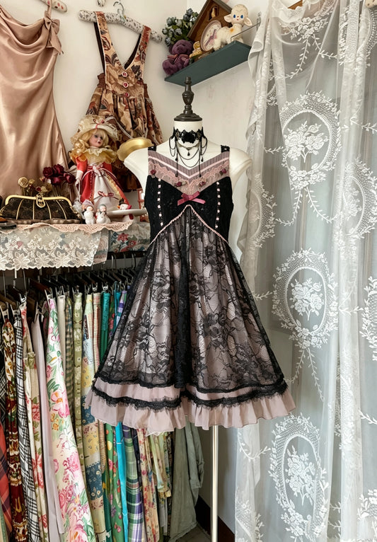 Dramatic Black Lace Straps V‑Neck Bow Floral Bow Applique Ruffled Tiered A Line Short Homecoming Dress AS2463