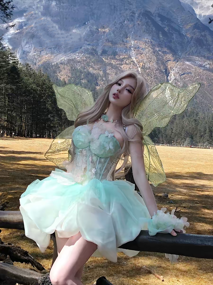 Delicate Mint Strapless Lace Floral Corset Beaded Chain Puffy Tulle A Line Short Homecoming Dress AS2608