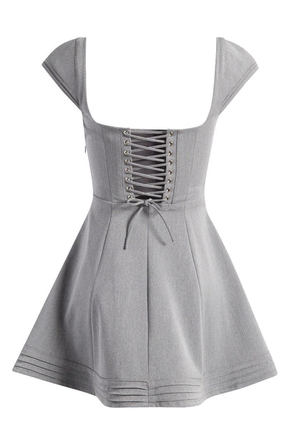 Sleek Grey Sweetheart Neck Cap Sleeve Corset A-Line Short Homecoming Dress AS2562