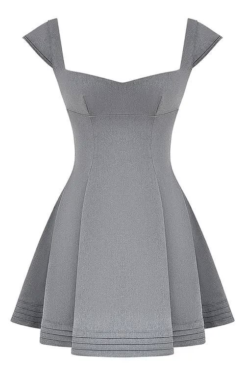 Sleek Grey Sweetheart Neck Cap Sleeve Corset A-Line Short Homecoming Dress AS2562