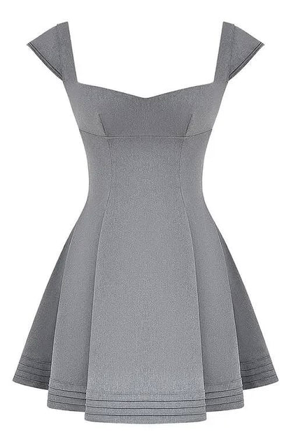 Sleek Grey Sweetheart Neck Cap Sleeve Corset A-Line Short Homecoming Dress AS2562