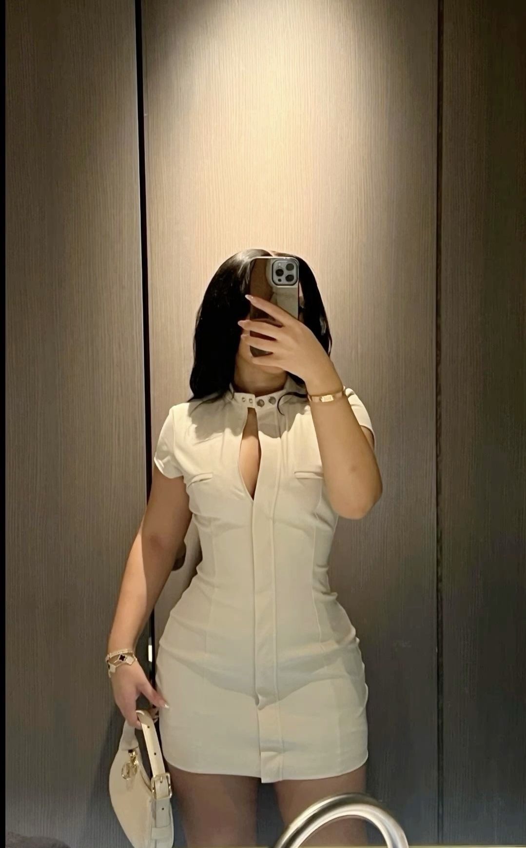 Sleek Beige High Neck Cap Sleeve Cutout Front Bodycon Short Homecoming Dress AS2563