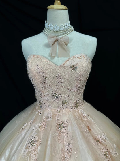 Elegant Blush Pink Sweetheart Beaded Lace Appliques Tulle A-Line Short Homecoming Dress AS2588