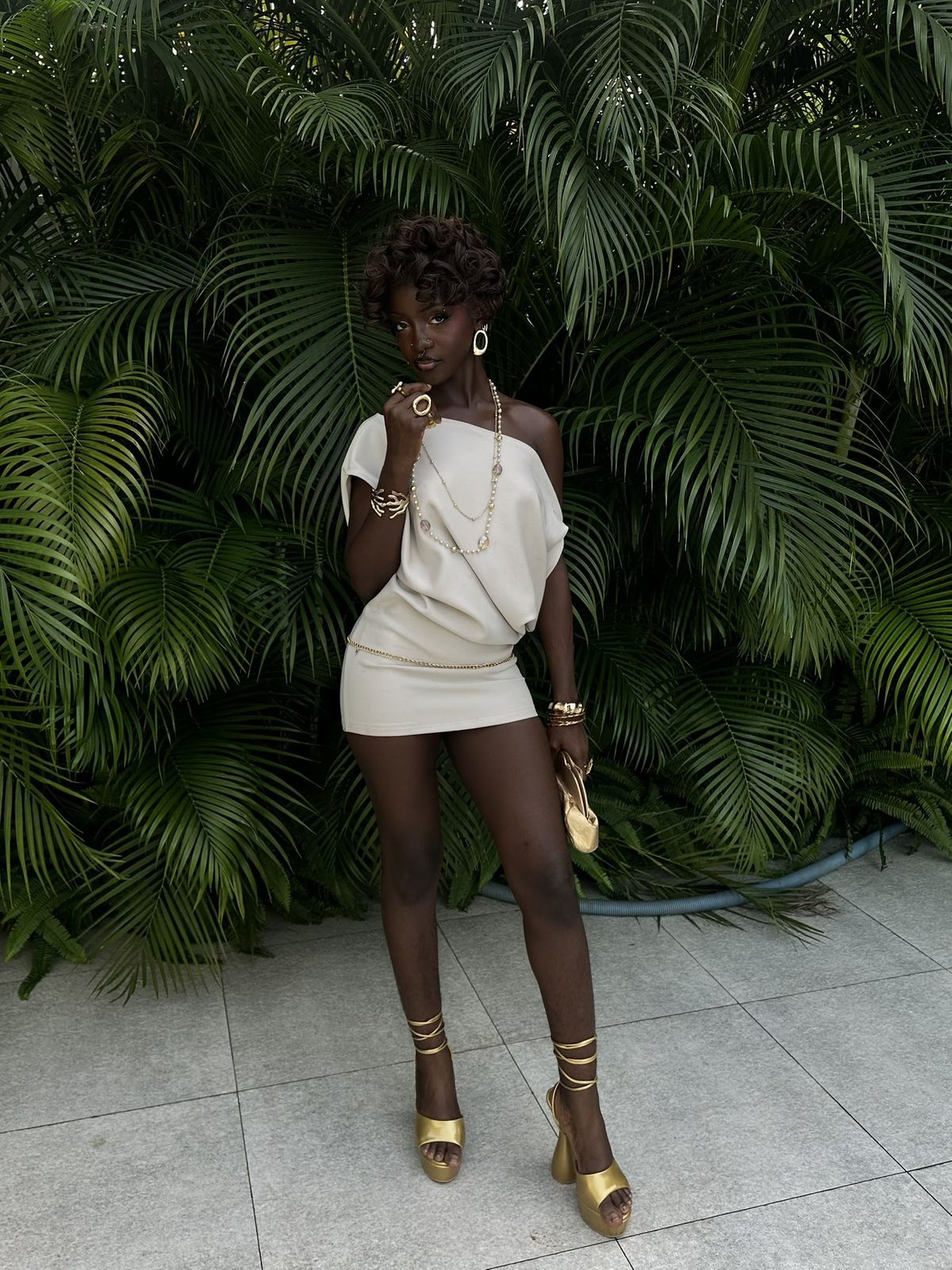 Sleek Ivory One Shoulder Draped Bodycon Short Homecoming Dress AS2614