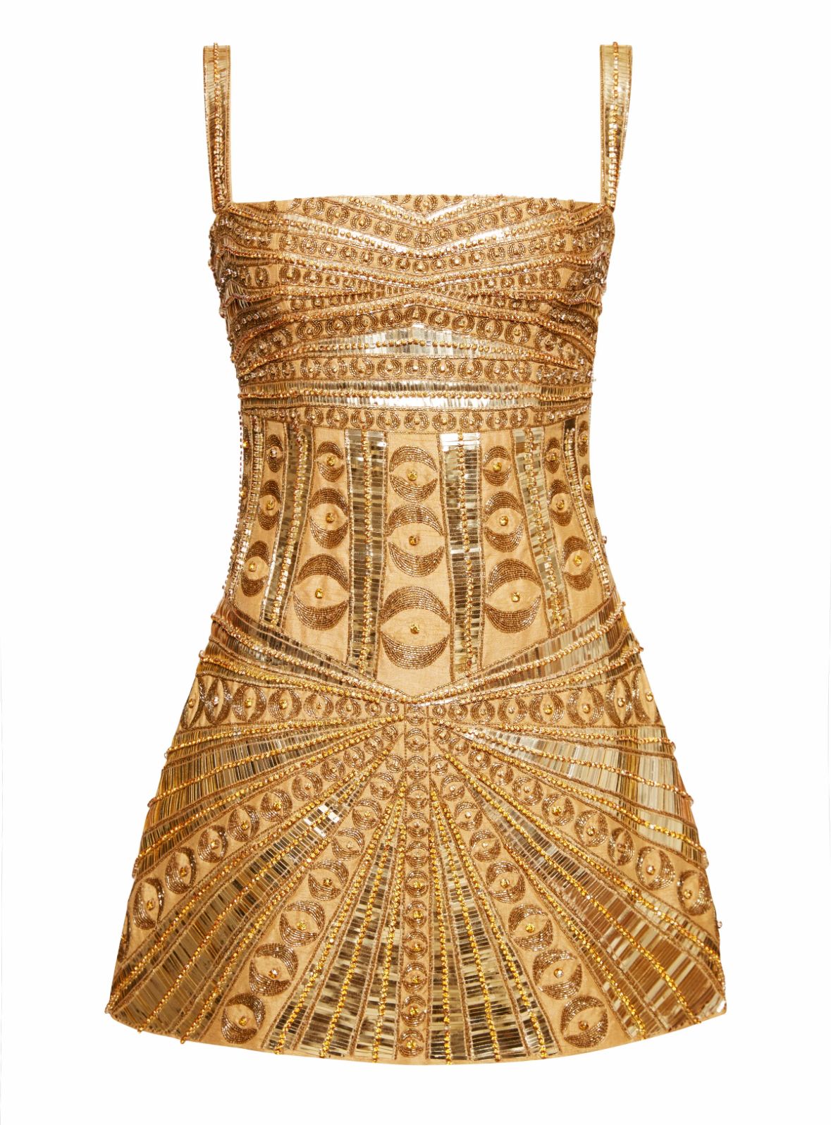 Opulent Gold Square Neck Strap Beaded Bodycon Short Homecoming Dress AS2629