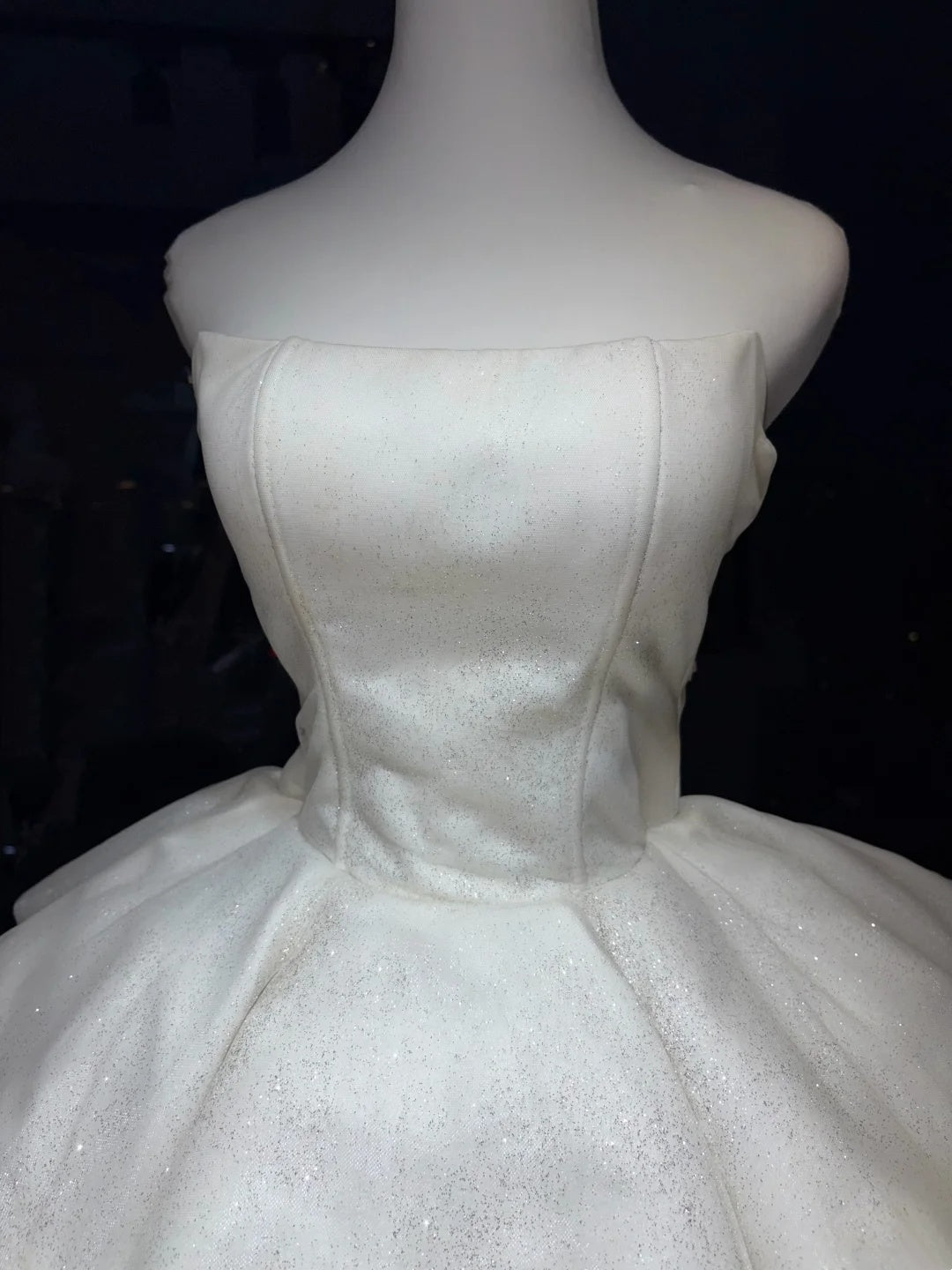 Elegant White Strapless Glitter A Line Bow Ruffled Short Homecoming Dress AS2659