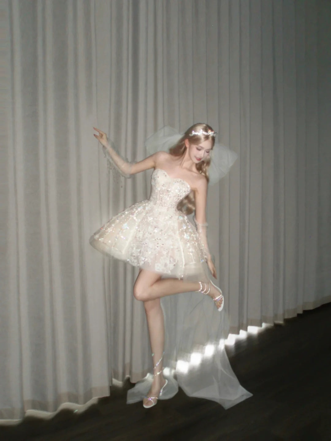 Sparkly Ivory Strapless Sweetheart Rhinestone Sequin Lace Beaded A Line Tulle Short Homecoming Dress AS2661