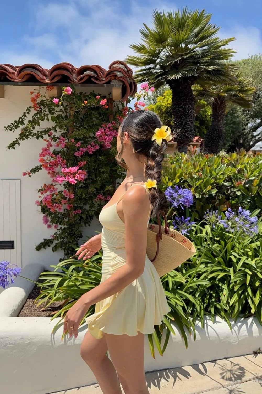 Butter Yellow Ruched Plunging Spaghetti Strap Homecoming Dress AS275
