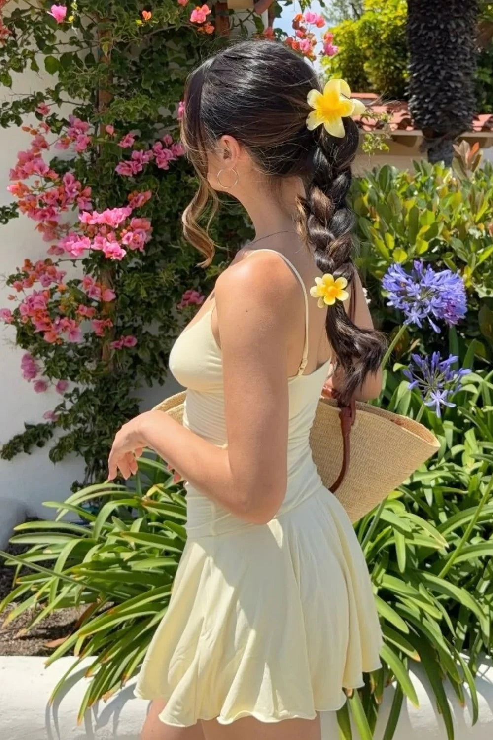 Butter Yellow Ruched Plunging Spaghetti Strap Homecoming Dress AS275