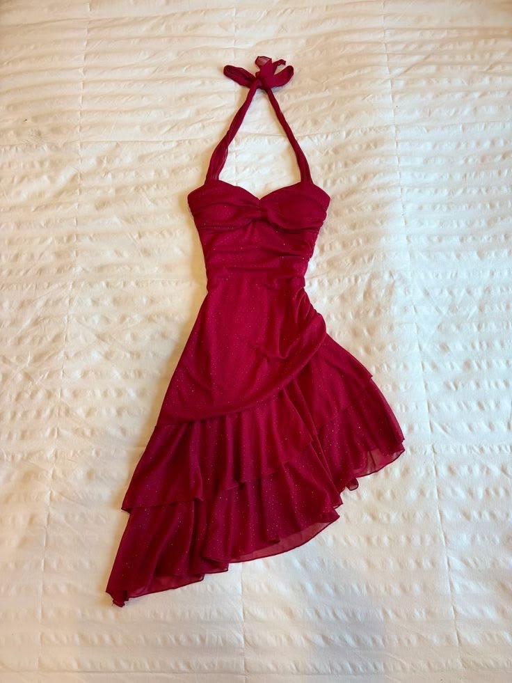 Stunning Burgundy Halter Sweetheart Glitter Chiffon Ruffle A Line Short Homecoming Dress AS2772