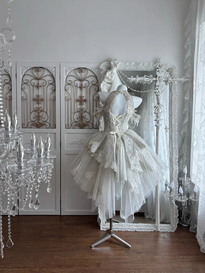 Luxurious Ivory Halter Crystal Beaded A Line Short Wedding Homecoming Dress AS2794