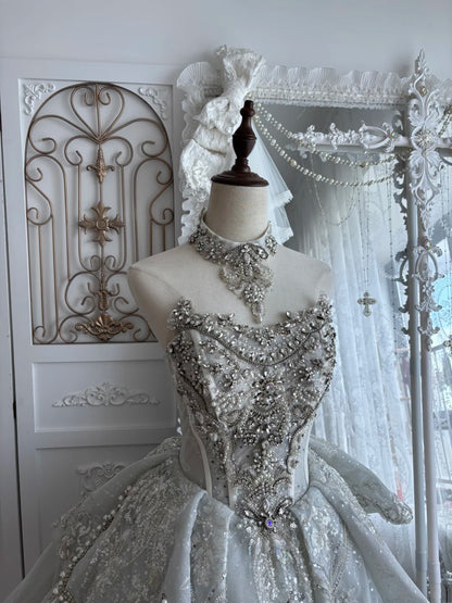 Glamorous Silver High Neck Heavy Rhinestone Beading A Line Short Wedding Homecoming Dress AS2798
