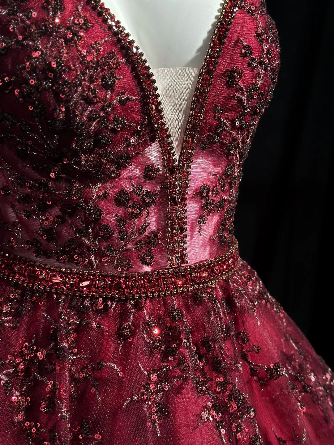 Dazzling Red Spaghetti Straps Deep V Beaded Embroidery Backless A-Line Short Homecoming Dress AS2583
