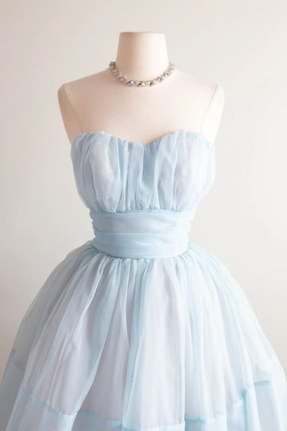 Dreamy Pale Blue Strapless Sweetheart A Line Short Homecoming Dress AS2875