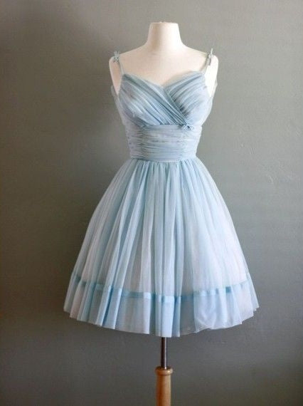 Airy Pale Blue Spaghetti Strap Sweetheart Ruched A Line Short Homecoming Dress AS2881