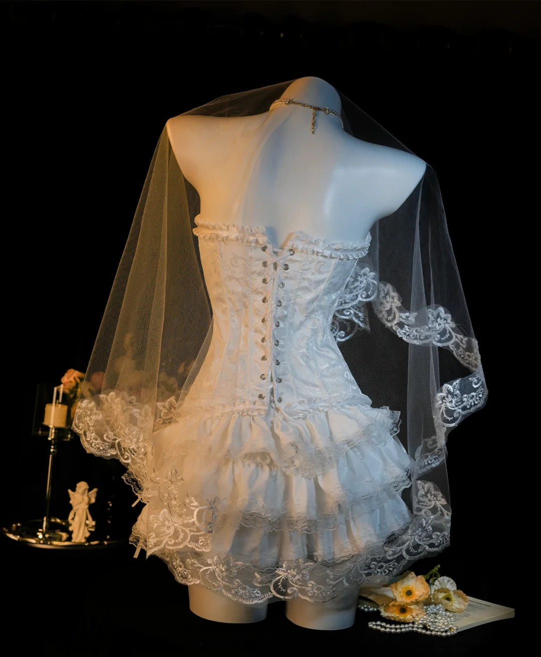 Romantic White Strapless Sweetheart Lace Corset Bow Ruffle A Line Short Homecoming Dress AS2892