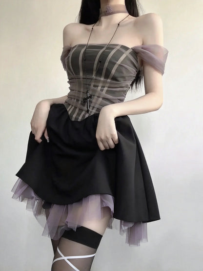 Mysterious Black Square Neck Mesh Ruched A Line Short Homecoming Dress AS2981