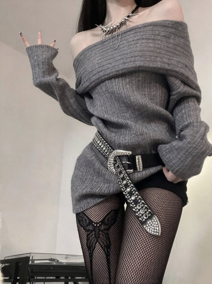 Chic Grey Off Shoulder Long Sleeve Bodycon Mini Homecoming Dress AS2998