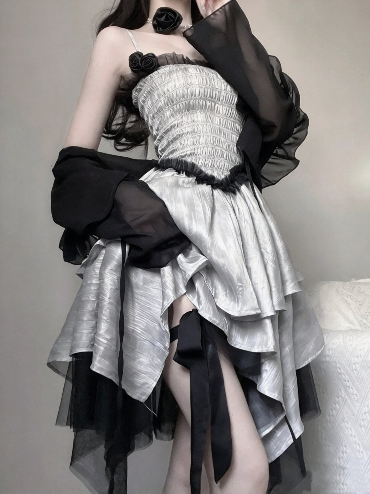 Elegant Silver Satin Spaghetti Strap A Line Short Homecoming Dress AS3012