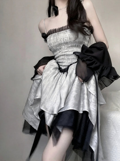 Elegant Silver Satin Spaghetti Strap A Line Short Homecoming Dress AS3012