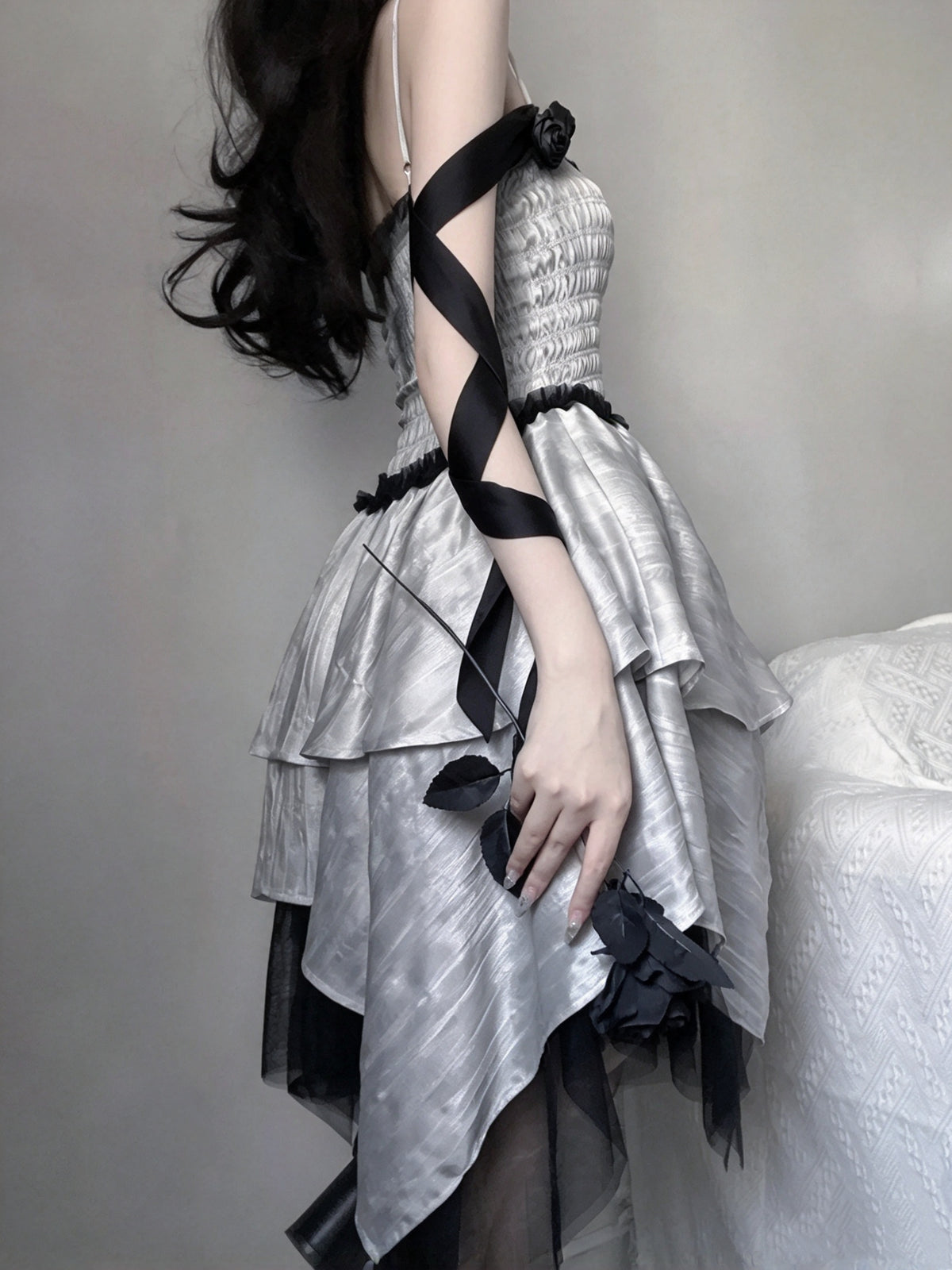 Elegant Silver Satin Spaghetti Strap A Line Short Homecoming Dress AS3012