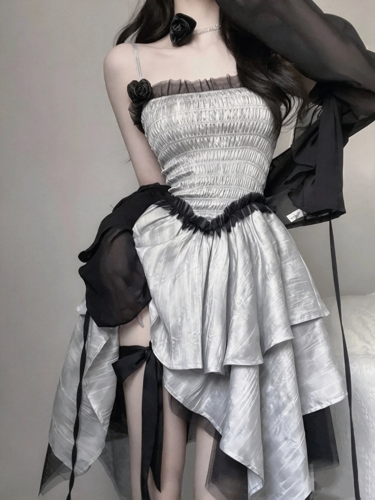 Elegant Silver Satin Spaghetti Strap A Line Short Homecoming Dress AS3012