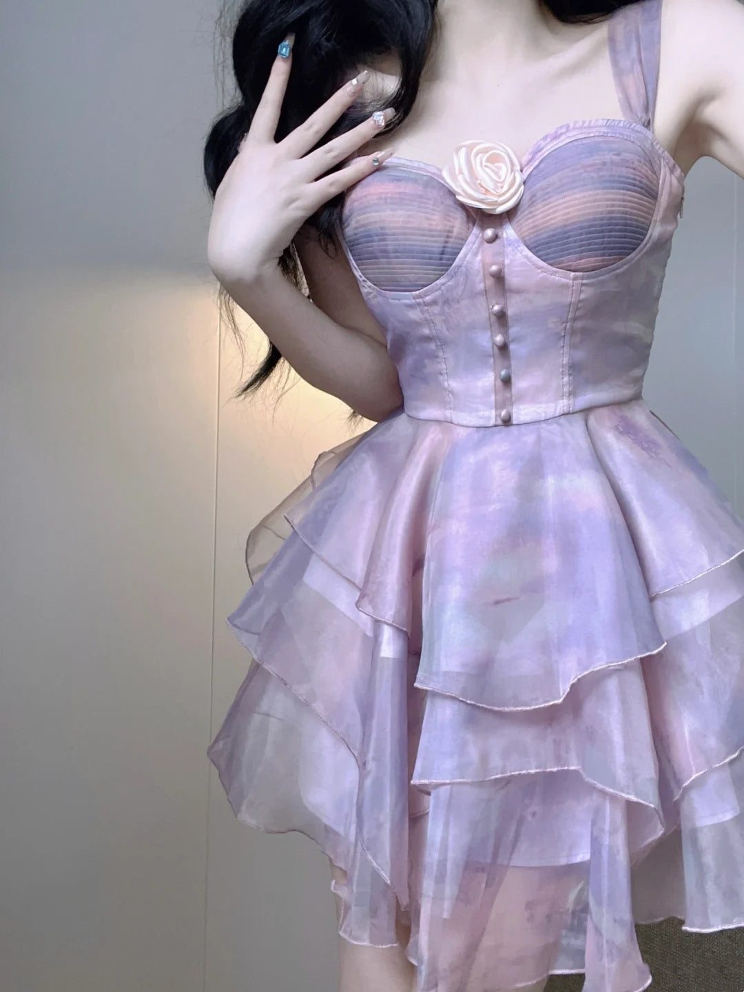Whimsical Pastel Purple Sweetheart Corset A Line Short Homecoming Dress With 3D Floral Decor AS3035