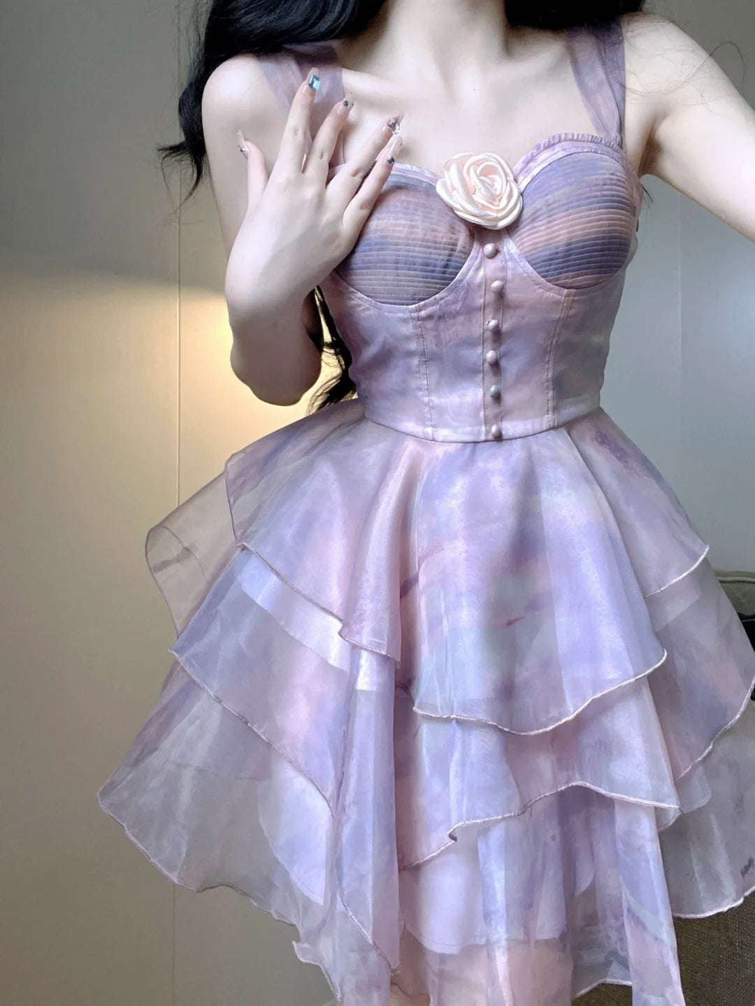 Whimsical Pastel Purple Sweetheart Corset A Line Short Homecoming Dress With 3D Floral Decor AS3035