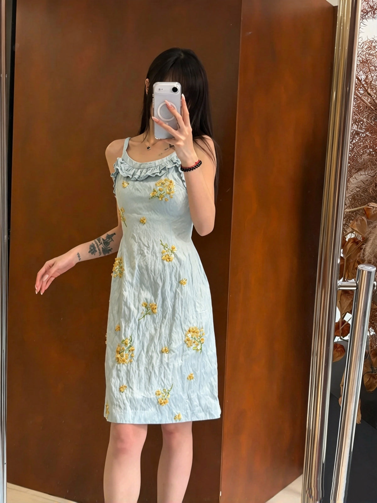 Chic Light Blue Spaghetti Strap Beaded Sheath Short Homecoming Dress AS3055