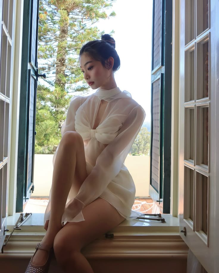 Gorgeous Ivory High Neck Cutout Bow Chiffon Flare Sleeve A Line Short Homecoming Dress AS3061